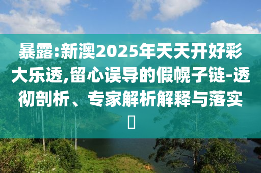暴露:新澳2025年天天開好彩大樂透,留心誤導的假幌子鏈-透徹剖析、專家解析解釋與落實?